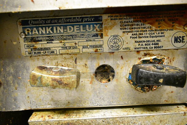 Rankin-Delux RDHP-21-C Stainless Steel Commercial Countertop Natural Gas Powered 2 Burner Range. This Unit Was In Working Condition When the Restaurant Closed. (kitchen) - Image 2 of 4