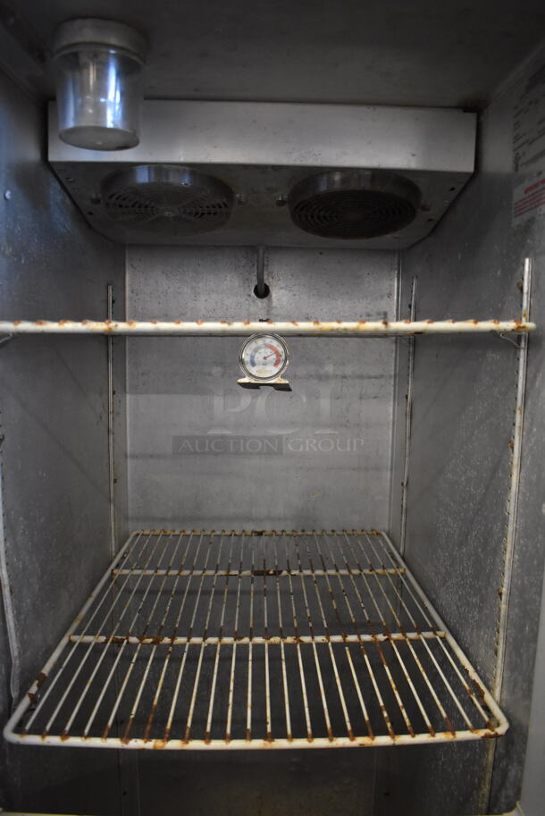 Continental 1R-SA-HD Stainless Steel Commercial 2 Half Size Door Reach In Cooler on Commercial Casters. 115 Volts, 1 Phase. 27x34x82. Tested and Working! - Image 8 of 9