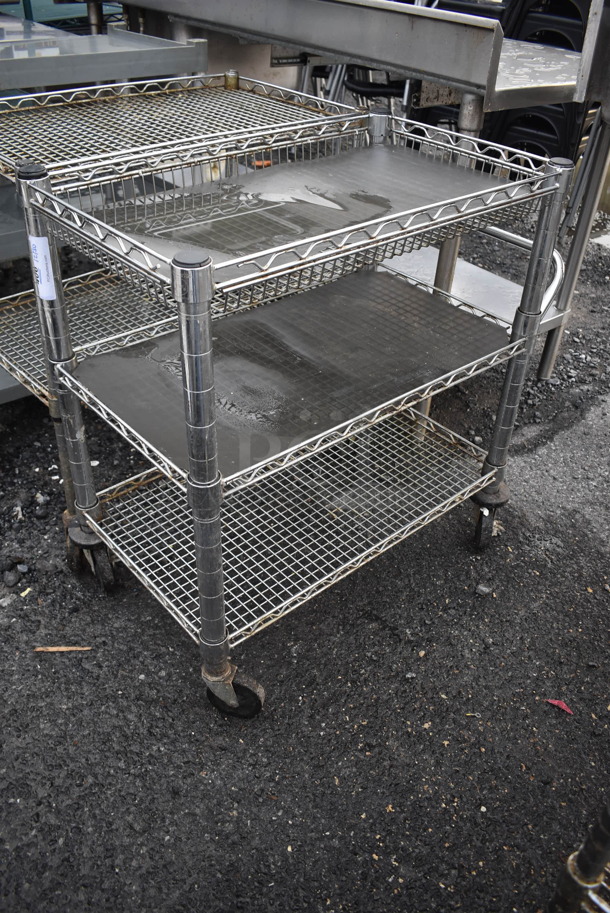 Chrome Finish 3 Tier Cart on Commercial Casters. 18x30x32 - Image 2 of 3