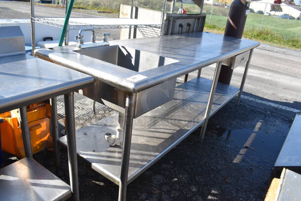 Stainless Steel Table w/ Sink Basin, Faucet, Handles, Drawer and Under Shelf. 96x30x35. Bay 16x20x10 - Image 5 of 6