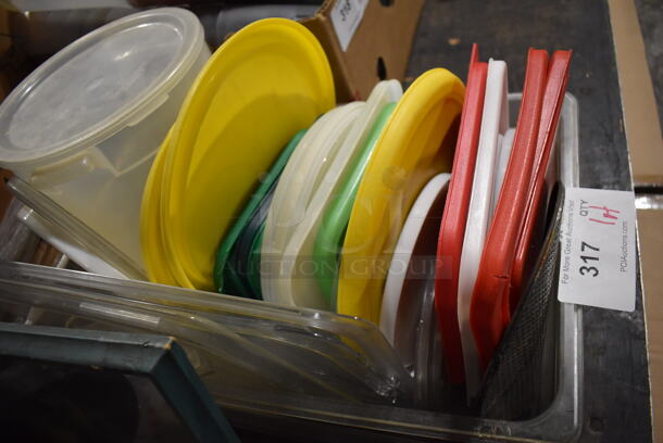 ALL ONE MONEY! Lot of Various Items Including Poly Lids in Clear Poly Full Size Drop In Bin - Image 2 of 3