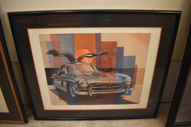 Framed Picture of Mercedes 300 SL by Paul Bracq. - Image 1 of 7