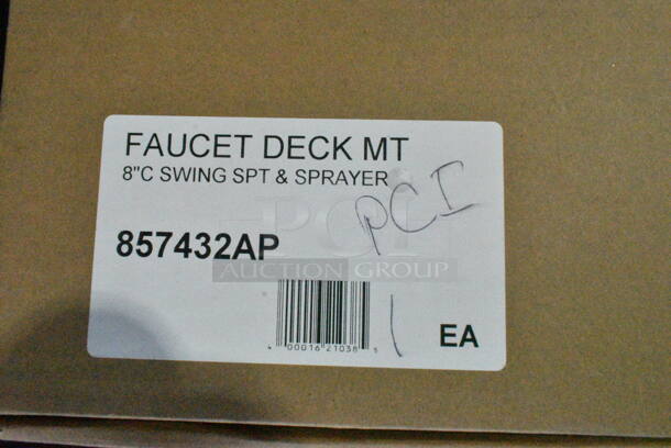 BRAND NEW SCRATCH AND DENT! 857432AP Chicago Faucets 432-ABCP Deck-Mounted Faucet with 8" Centers and Side Spray - Image 3 of 3