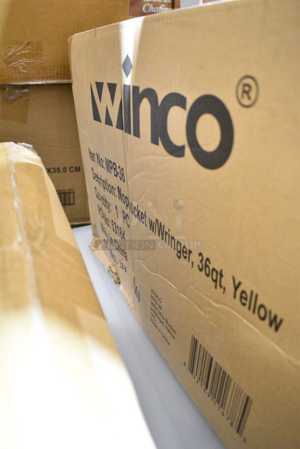PALLET LOT of 32 BRAND NEW Items/Boxes Including Winco MPB-36 Mop Bucket, HPFK08165 Cleveland Element Kit, HP0811066K Cres Cor 0811 066 K Element Kit, HP2SK2372900 Cleveland SK2372900 Element, Outer, 208V, 6Kw, Sel/Sem-40T, HPSK2372903 Cleveland SSK24571-2 Elmt; Side 6kw@380v Sel/M40tr, HP109142 Cleveland 109142 Timer;Programmable;1sce, 61460014901 Pitco 60014901 T-Stat, Elec Kx 200-374F, HPFK22193 Cleveland FK22193 Kt-Vlv,Sld 3/4x 3/4,120v,60 Hz, 119P890563 Pitco P8905-63 Gas Valve, HP37493480 Imperial 37493-480 Heating Element 480V, Winco EWP-2 Full Size Water Pan w/ Adjustable Temperature Control, C-DPF1, 760BB12 Carnival King 12 oz. Clear Plastic Banana Split Boat - 500/Case, K2034 Paper Tape Rolls, T&S B-0230-LN Wall Mounted Pantry Faucet Base with 8" Adjustable Centers and Eterna Cartridges, 712JTDISPSS Lavex Stainless Steel Jumbo Single-Roll Toilet Tissue Dispenser, HP37491 Imperial 37491 Element, F-KS-S510 10 PC SS Kitchen Utensils, Winco MPB-36 Mop Bucket, 40AJS012HW JackStack Wall-Mounted Plate Rack Holds 12 Plates JS012HW, Waring 35x26 Roaster Pan, Winco C-CPF1 Flip Cover, Poly Condiment Bottles. 32 Times Your Bid! - Image 3 of 12