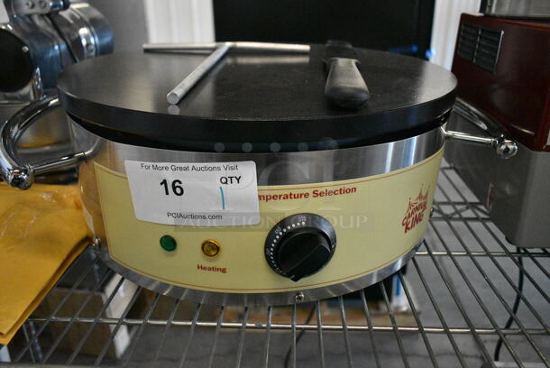 BRAND NEW SCRATCH AND DENT! 2024 Carnival King 382TCMPT16A Stainless Steel 16" Round Portable Non-Stick Crepe Maker. 120 Volts, 1 Phase. Tested and Working! - Image 2 of 7