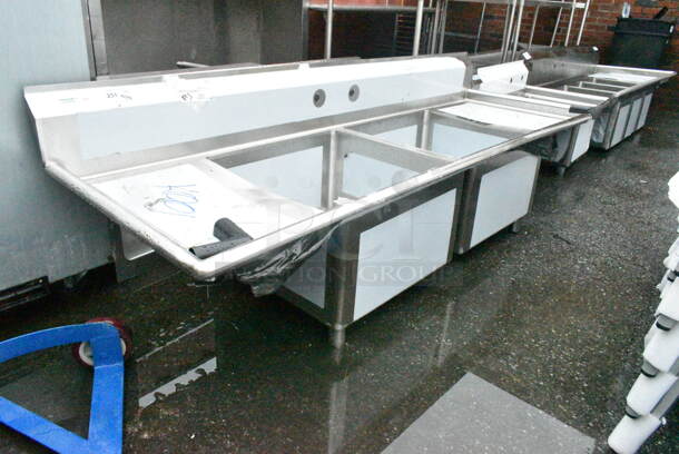 BRAND NEW SCRATCH AND DENT! Regency 600S22424218 Stainless Steel Commercial 2 Bay Sink w/ Dual Drain Boards. No Legs. Bays 24x24. Drain Boards 16.5x26 - Image 4 of 9