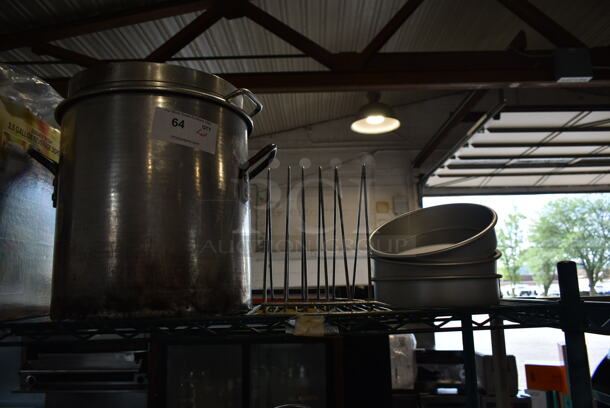 ALL ONE MONEY! Lot of Metal Stock Pot, Cutting Board Rack and Round Baking Pans - Image 1 of 3