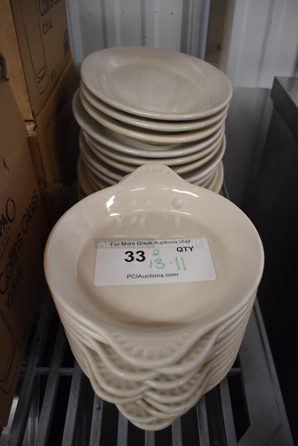 ALL ONE MONEY! Lot of 24 Various White Ceramic Plates; 13 Oval Plates and 11 Plates w/ Handles. Includes 8.5x7x1.5 - Image 1 of 4