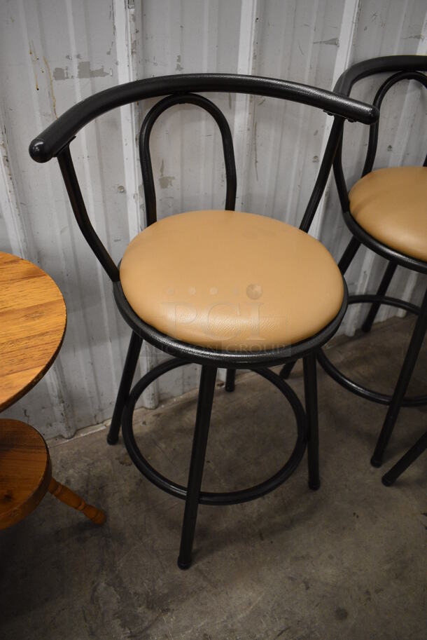 2 Black Metal Chairs w/ Tan Seat Cushion. 22x22x32. 2 Times Your Bid! - Image 2 of 4