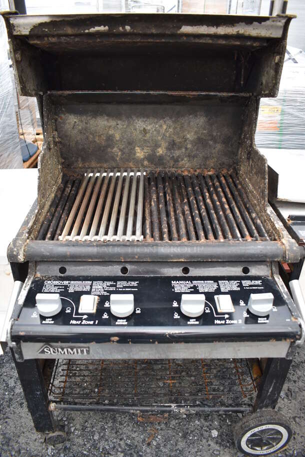 Weber Summit Metal Outdoor Propane Gas Powered Grill w/ Right Side Single Burner Range on Commercial Casters. 66x29x46 - Image 5 of 8