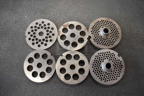 6 Metal Meat Grinder Plates. Includes 2x2x0.25. 6 Times Your Bid!