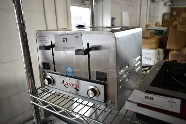 BRAND NEW SCRATCH AND DENT! 2023 Avantco 184THD27240 Stainless Steel Countertop Heavy-Duty Bread/Bagel Switch 4-Slice Commercial Toaster with Wide 1 1/2" Slots. 240 Volts, 1 Phase.  - Image 3 of 4