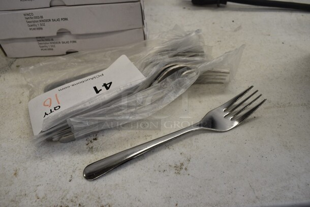 10 BRAND NEW! Winco 0002-06 Stainless Steel Windsor Salad Fork. 6.25
