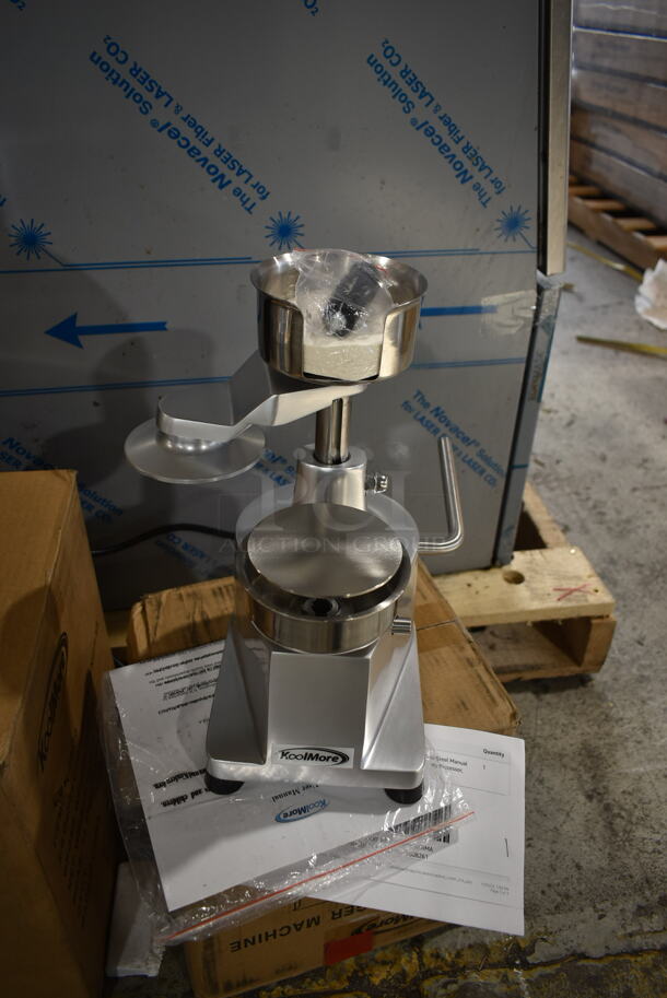 BRAND NEW SCRATCH AND DENT! KoolMore CHM-4 Stainless Steel Commercial Countertop Manual Patty Former. - Image 5 of 6