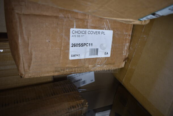 PALLET LOT of 60 BRAND NEW Boxes Including 3 Box 129MCS16B Choice 16 oz. Black 8" x 5 1/4" x 1 1/2" Rectangular Microwavable Heavy Weight Container with Lid - 150/Case, 760SOUP8KFT EcoChoice 8 oz. Kraft Paper Food Cup with Vented Lid - 250/Case, Dart 8J8 8 oz. White Customizable Foam Cup - 1000/Case, 128HD12COMBO ChoiceHD 12 oz. Microwavable Translucent Plastic Deli Container and Lid Combo Pack - 240/Case, 10 Boxes 130SERVSP8BK Choice 8 1/2" Black Disposable Plastic Serving Spoon - 72/Case, 130HFCL1M Visions Clear Heavy Weight Plastic Fork - Case of 1000, 394345L Noble NexGen Powder-Free Disposable Black Hybrid 3 Mil Thick Gloves - Large - 1000/Case, 500CT4 Choice 4 oz. Clear PET Parfait Insert - 1000/Case, 760IC06G Choice 6 oz. Green Paper Frozen Yogurt / Food Cup - 1000/Case, 500TO963 Choice 9" x 6" x 3" Microwaveable 1-Compartment Black / Clear Plastic Hinged Container - 100/Case, 5004DNAPWH Choice White Linen-Feel 1/8 Fold Dinner Napkin - 800/Case, 260SSPC11 Choice 11" Mirror Finish Stainless Steel Plate Cover, 127RD12BULK Choice 12 oz. Customizable Microwavable Translucent Round Deli Container - 500/Case, 3234X6DTFWH Lavex 4" x 6" White Direct Thermal Permanent Fanfold Label Stack - 4/Case, Choice 2 oz Portion Cups, 130HBKCUTTW Visions Individually Wrapped Black Heavy Weight Plastic Teaspoon - 1000/Case, 130WSPOON Choice Medium Weight White Plastic Teaspoon - 1000/Case. 60 Times Your Bid!  - Image 11 of 12