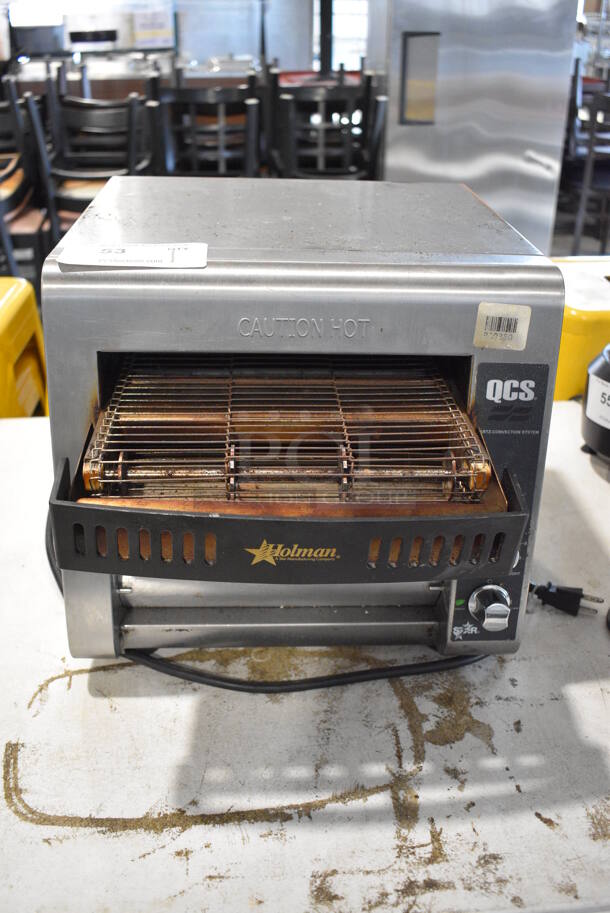 Star Holman Model QCS-1-350C Stainless Steel Commercial Countertop Electric Powered Conveyor Oven. 120 Volts, 1 Phase. 14x19x13.5. Tested and Working!