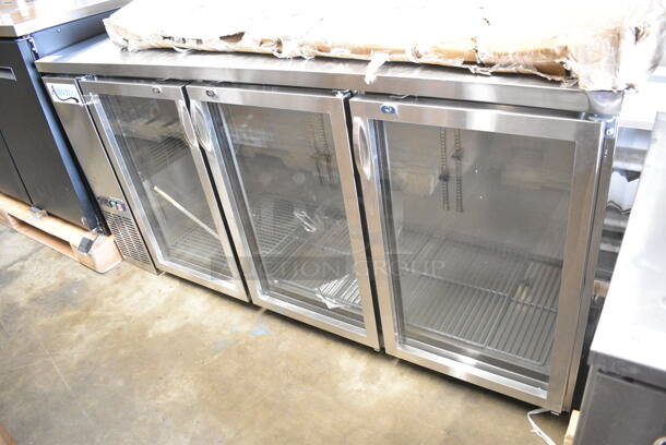 BRAND NEW SCRATCH AND DENT! 2024 Avantco 178UBB72GHCS Stainless Steel Commercial 3 Door Back Bar Cooler Merchandiser. 115 Volts, 1 Phase. Tested and Working! - Image 2 of 7