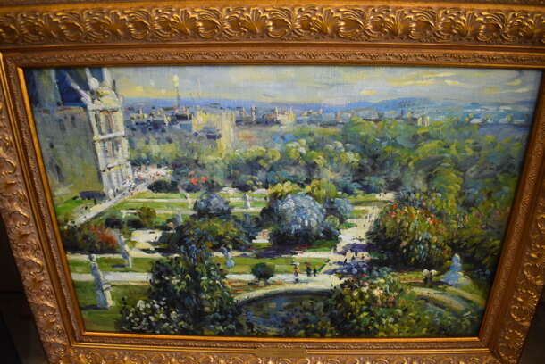 Framed Canvas Painting Reproduction of View of The Tuileries Gardens by Claude Monet From Art Dealer Ed Mero! - Image 3 of 10