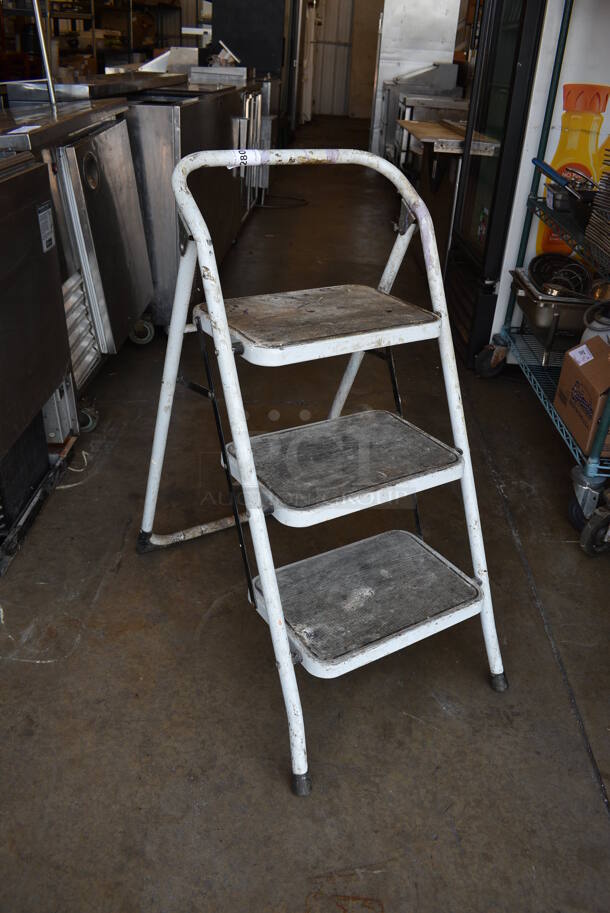 White Metal 3 Step Ladder. 19x30x37