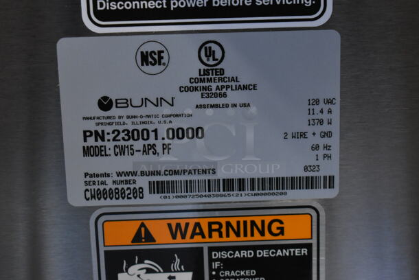 BRAND NEW! 2023 Bunn CW15-APS Stainless Steel Commercial Countertop Coffee Machine w/ Poly Brew Basket and Pitcher. 120 Volts, 1 Phase. Tested and Working! - Image 10 of 11