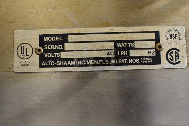 Alto Shaam Model 1000-UPS Stainless Steel Commercial Heated Holding Warming Cabinet on Commercial Casters. 208-240 Volts, 1 Phase. 22x33x74 - Image 4 of 7