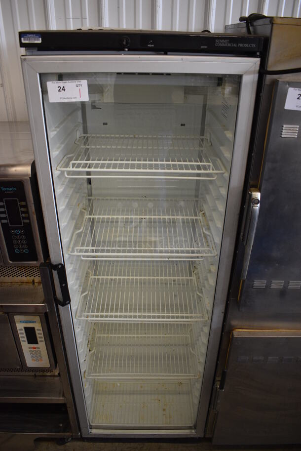 Vestfrost Model FKG 371 Metal Commercial Single Door Reach In Cooler Merchandiser w/ Poly Coated Racks. 115 Volts, 1 Phase. 23.5x25x72.5. Tested and Working!