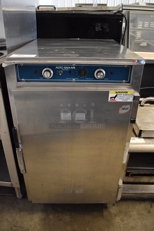 Alto Shaam Halo Heat Stainless Steel Commercial Single Door Cook N Hold Oven on Commercial Casters. 22.5x30x38. Tested and Working! - Image 1 of 6
