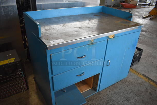 Blue Counter w/ Metal Countertop. 48x30x39 - Image 4 of 4