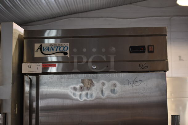 Avantco 178CFD1RR Stainless Steel Commercial Single Door Reach In Freezer w/ Poly Coated Racks on Commercial Casters. 115 Volts, 1 Phase. Tested and Powers On But Does Not Get Cold - Image 2 of 7