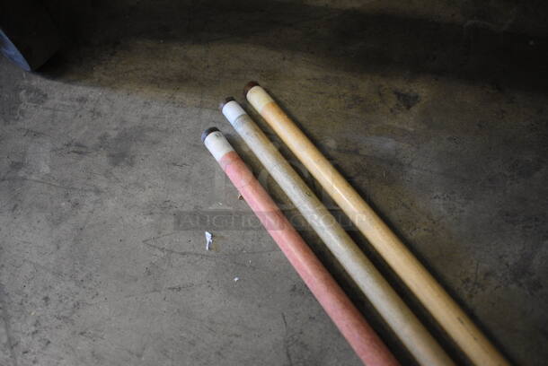 3 Wood Pattern Pool Cues; 16 oz, 17 oz and 19 oz. 58". 3 Times Your Bid! - Image 3 of 3