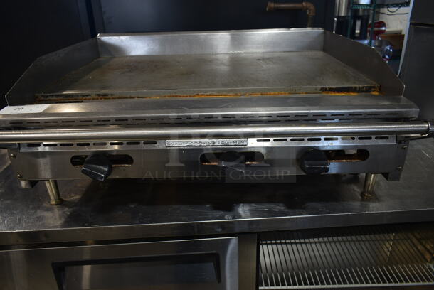 American Range Stainless Steel Commercial Countertop Natural Gas Powered Flat Top Griddle.  - Image 3 of 4