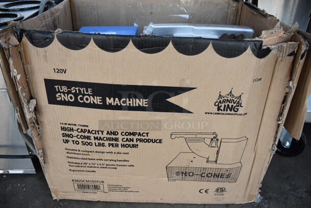 BRAND NEW SCRATCH AND DENT! Carnival King Model 382SCM350TUB Metal Commercial Countertop Sno Cone Machine. 120 Volts, 1 Phase. 21x15x19. Tested and Working! - Image 6 of 6