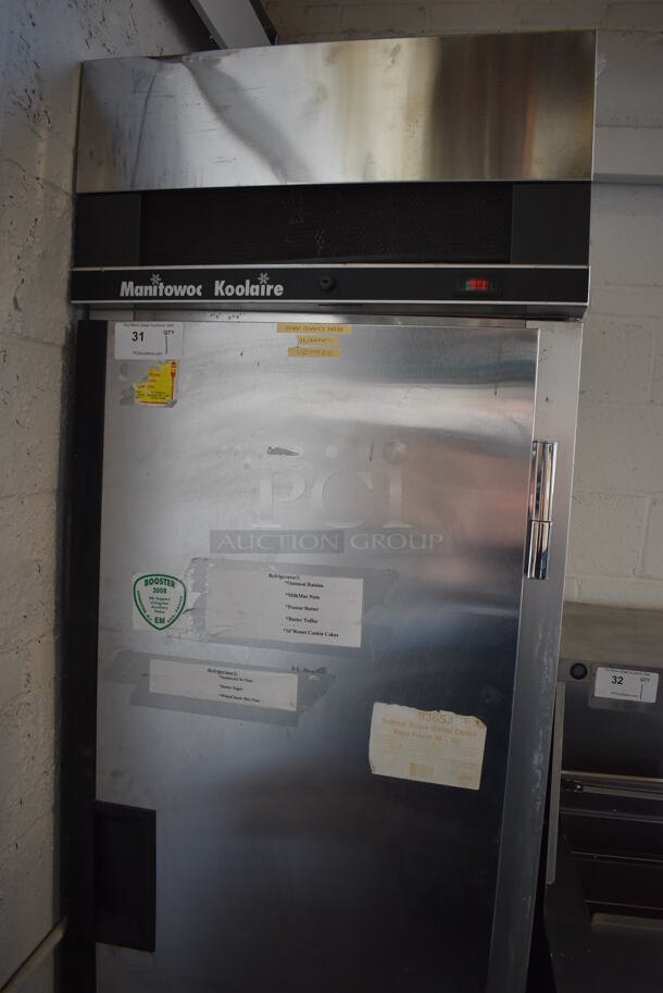Manitowoc Koolaire KF-1C Stainless Steel Commercial Single Door Reach In Freezer w/ Racks on Commercial Casters. 115 Volts, 1 Phase. 27.5x33x85. Cannot Test - Unit Trips Breaker - Image 3 of 7