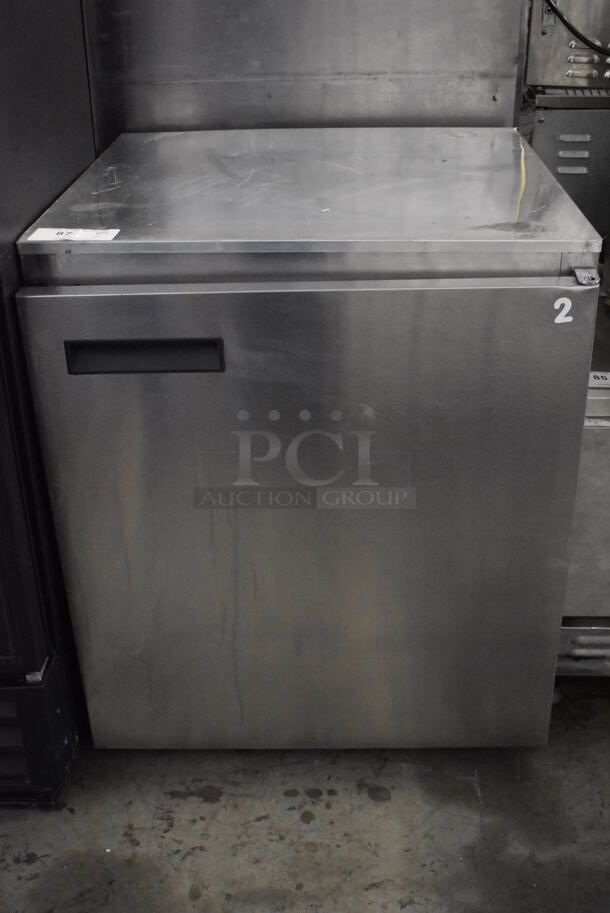 Delfield 406CA Stainless Steel Commercial Single Door Undercounter Cooler on Commercial Casters. 115 Volts, 1 Phase. Tested and Powers On But Does Not Get Cold