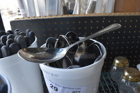 ALL ONE MONEY! Lot of Metal Spoons in Poly Bin. 8.5"