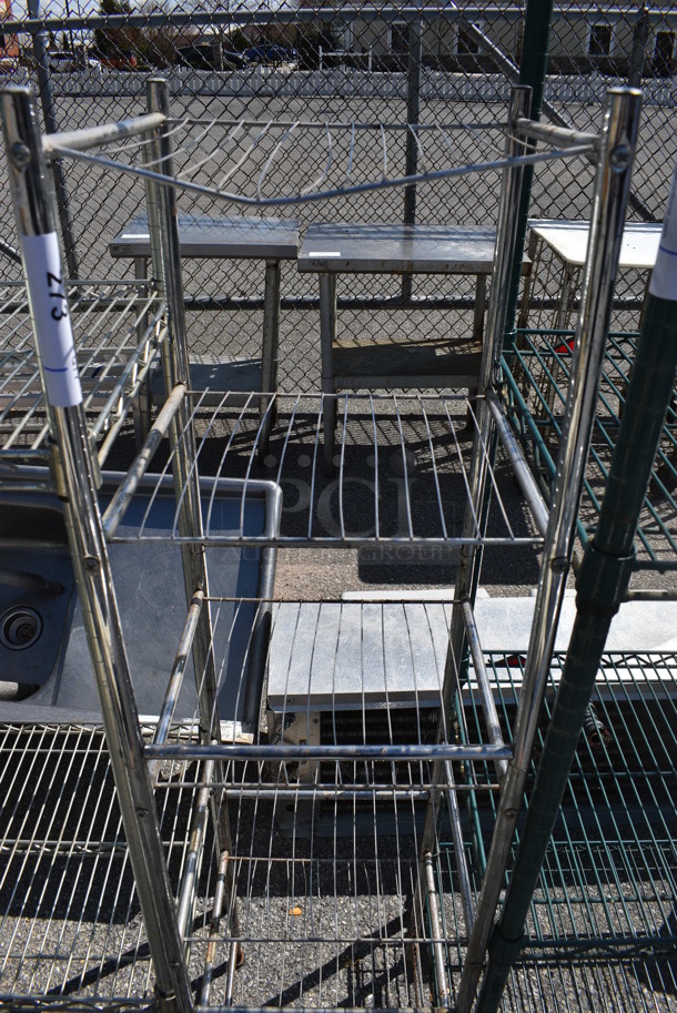 Chrome Finish 5 Tier Shelving Unit. BUYER MUST DISMANTLE. PCI CANNOT DISMANTLE FOR SHIPPING. PLEASE CONSIDER FREIGHT CHARGES. 13x13.5x56 - Image 3 of 4