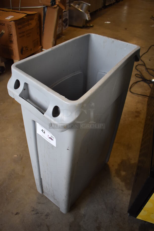 Rubbermaid Gray Poly Slim Jim Trash Can. 11x24x30 - Image 2 of 3