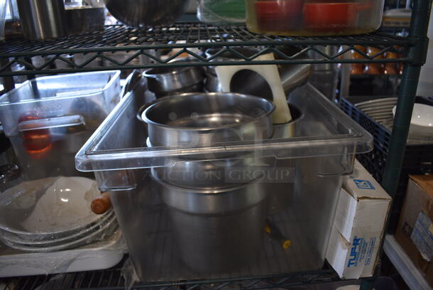 ALL ONE MONEY! Metro Lot of 4 Tiers of Various Items Including Metal Skillets, Air Pot, Ceramic Bowls, Metal Bins and Utensils. Does Not Include Metro Shelving Unit - Image 5 of 11