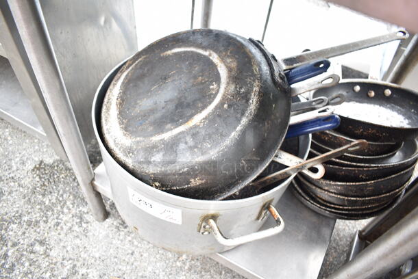 ALL ONE MONEY! Lot of Various Items Including Metal Stock Pot, Skillets, Vegetable Dicer w/o Pusher, Metal Piece and Utensils - Image 3 of 9