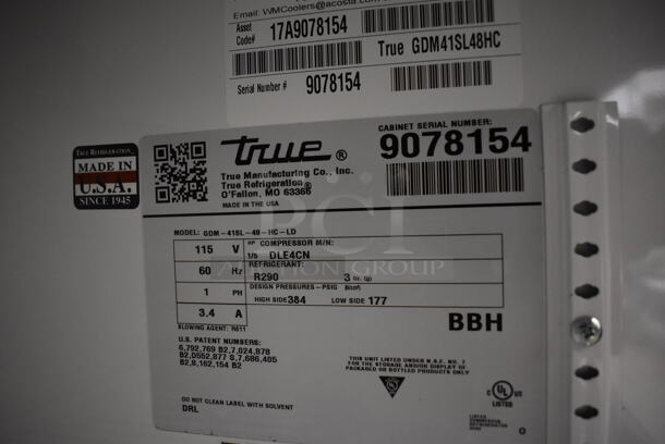 2017 True GDM-41SL-48-HC-LD Metal Commercial 2 Door Cooler Merchandiser w/ Poly Coated Racks. 115 Volts, 1 Phase. 47x21x49. Tested and Working! - Image 4 of 5