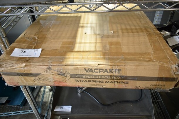 BRAND NEW SCRATCH AND DENT! VacPak-It 186WM18 Single Roll Film Wrapping Machine. Item Is Bent on One Side. 120 Volts, 1 Phase. Tested and Working! - Image 2 of 3