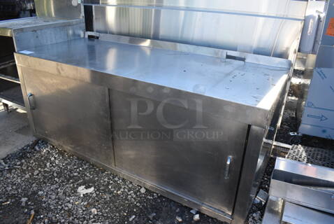 Stainless Steel Counter w/ 2 Doors and Back Splash. 60x24x26.5
