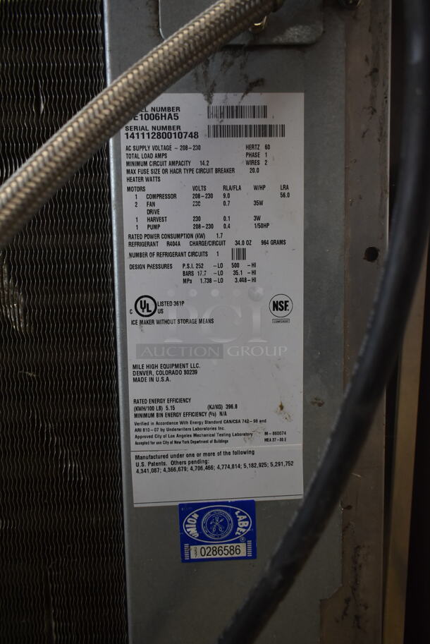 LATE MODEL! 2014 Ice O Matic ICE1006HA5 Stainless Steel Commercial Ice Head. 208-230 Volts, 1 Phase.  - Image 5 of 5