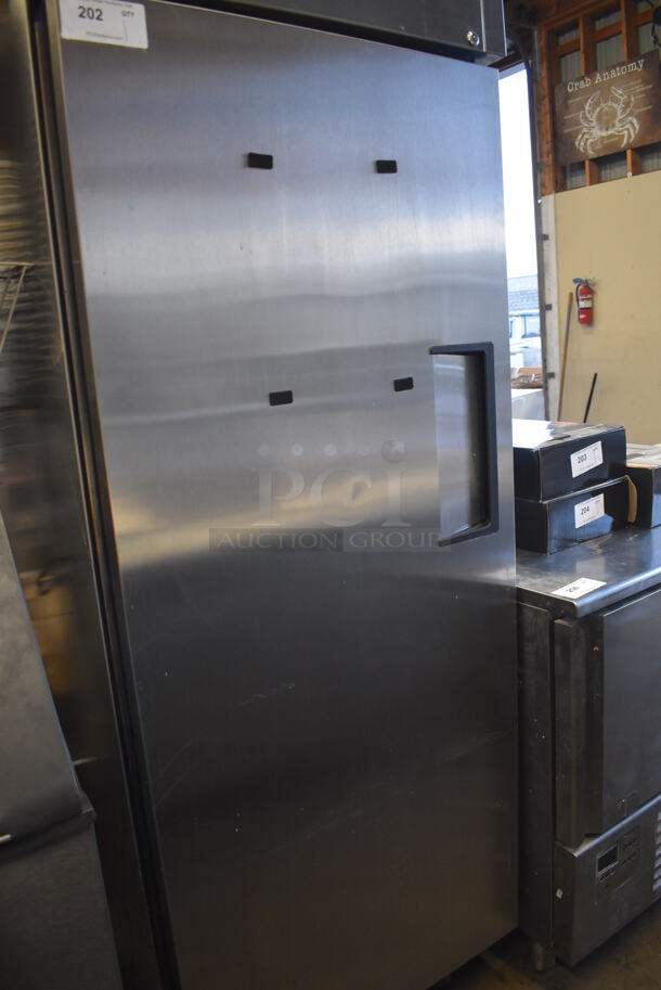 2011 True TG1R-1S Stainless Steel Commercial Single Door Reach In Cooler w/ Poly Coated Racks on Commercial Casters. 115 Volts, 1 Phase. 29x35x83. Tested and Working! - Image 3 of 5