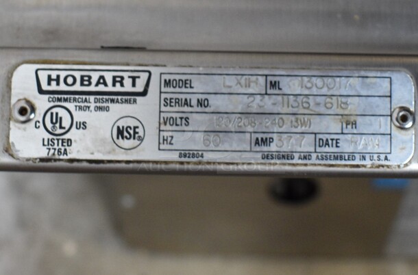 Hobart Model LXIH ENERGY STAR Stainless Steel Commercial Undercounter Hi Temp High Temperature Dishwasher. 120/208-240 Volts, 1 Phase. 24x26x35 - Image 4 of 7
