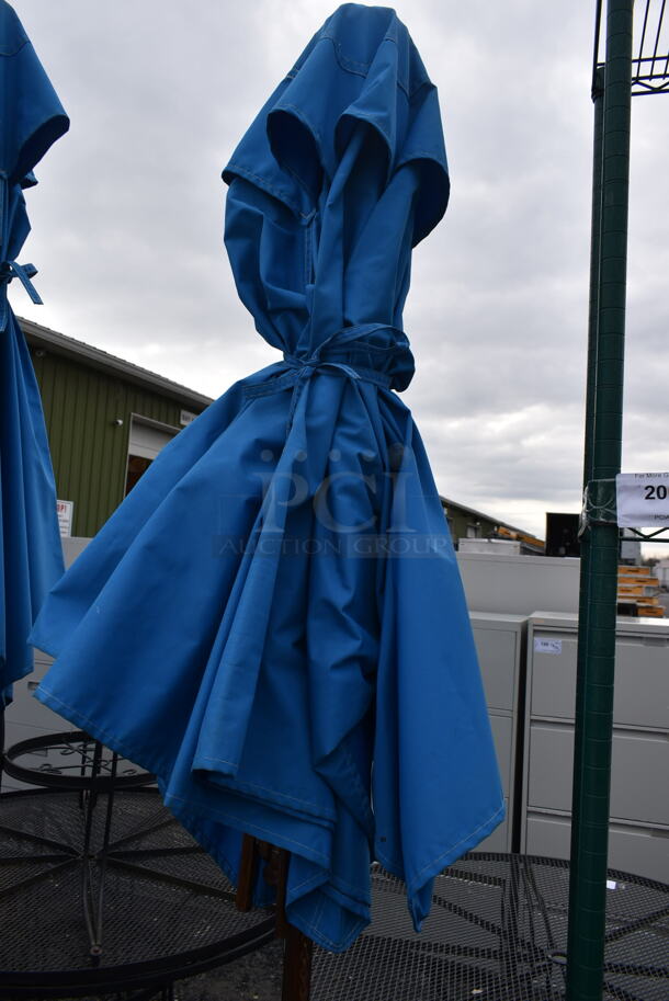 3 Blue Patio Umbrellas on Stands. 3 Times Your Bid! - Image 5 of 5