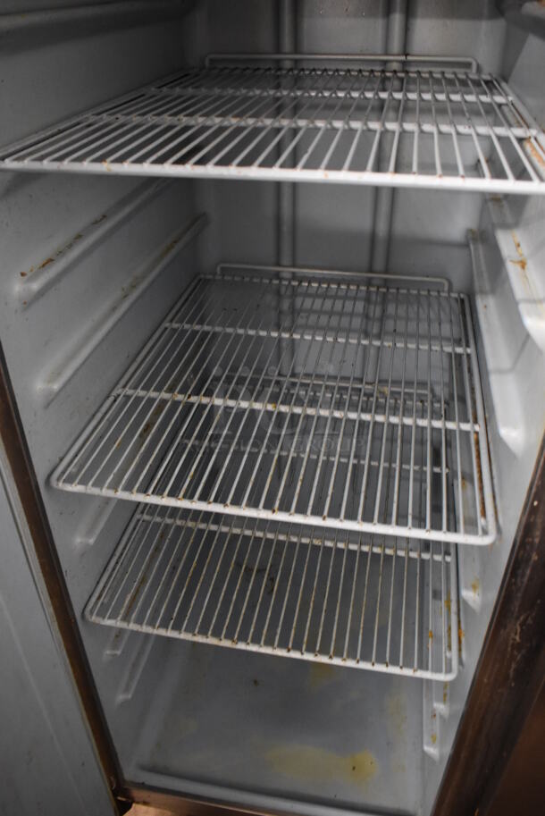 Delfield Stainless Steel Commercial 3 Door Reach In Cooler w/ Poly Coated Racks on Commercial Casters. 77x34x80. Tested and Working! - Image 5 of 9