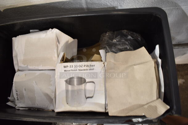 PALLET LOT of 10 BRAND NEW Items/Boxes Including Slim Jim Trash Cans, Winco Seasoning Shakers, WP-33 Stainless Steel Pitchers, Mandolin Slicer, Winco Flat Pastry Basting Brushes, Winco Round Stainless Lids, Kitchen Utensils Sets, Pestles, Poly Condiment Bottles, Sifter, . 10 Times Your Bid! - Image 5 of 12