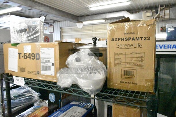 7 Various Items Including SereneLife AZPHSPAMT22 Portable Spa Bubble Bath Massager, Pyle Unit, 2 Metal Stock Pots, Pyle PT-649D Dual Cassette Deck, Pyle PPBCM92 Wireless Camera, Pyle PLMRKT38W Marine Stereo Receiver and Speaker Kit. 7 Times Your Bid!  - Image 1 of 12