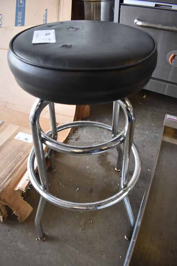 Stool w/ Black Cushion and Chrome Finish Legs. 16x16x30 - Image 3 of 3